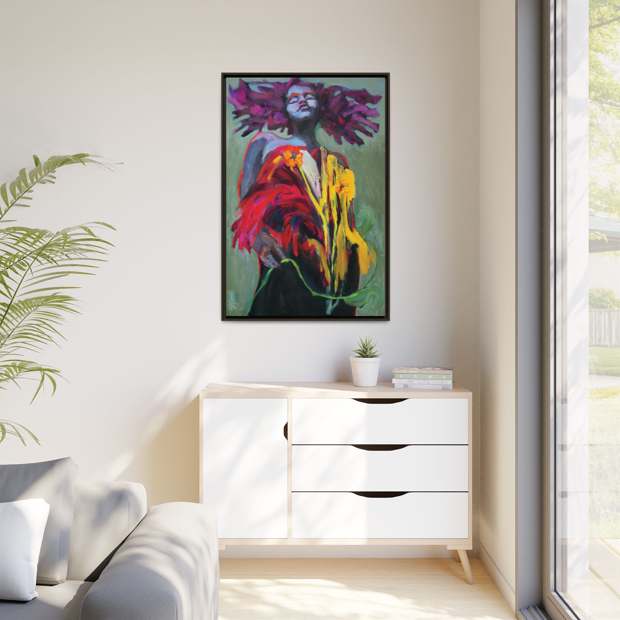 "She Blooms Anyway" Framed Canvas Print