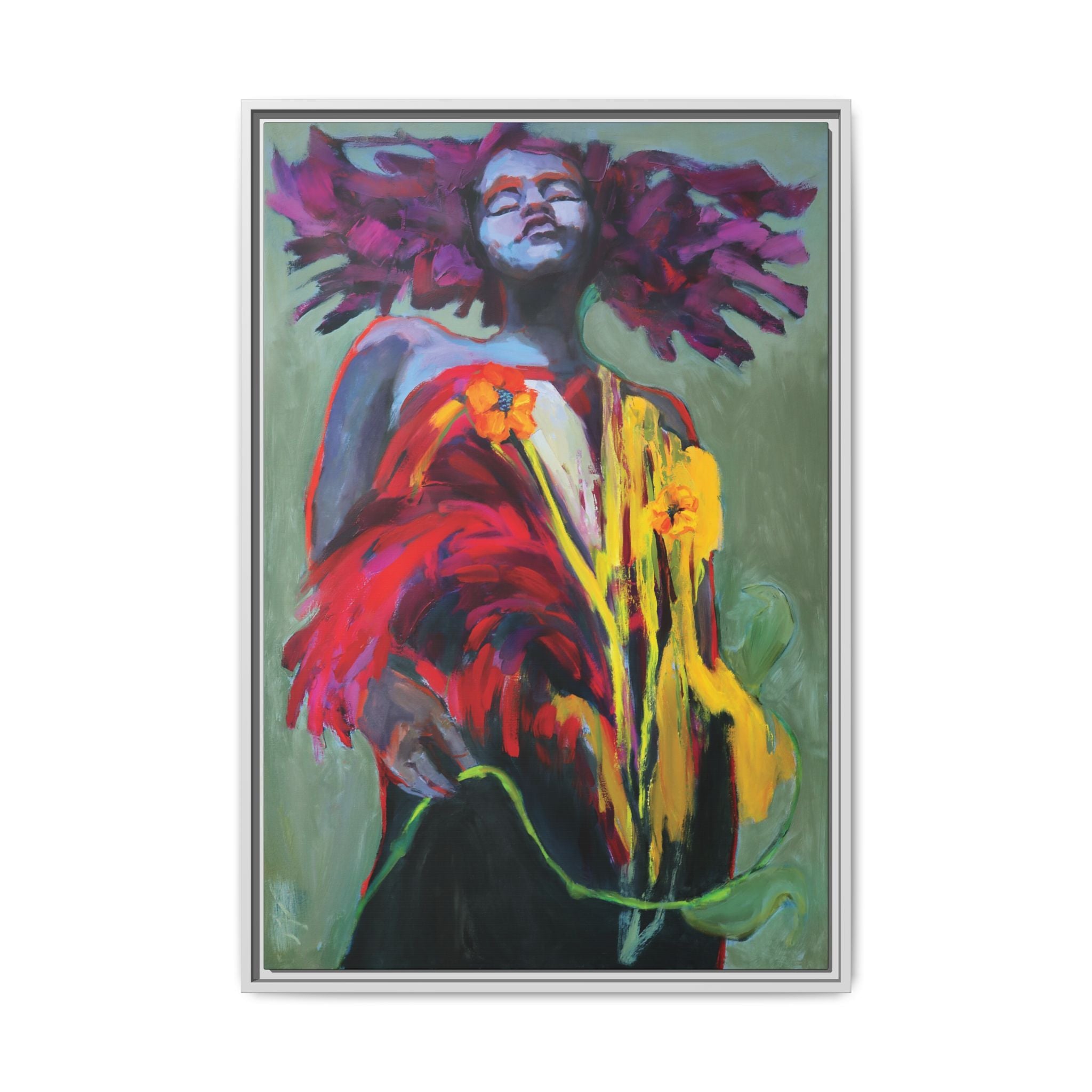 "She Blooms Anyway" Framed Canvas Print