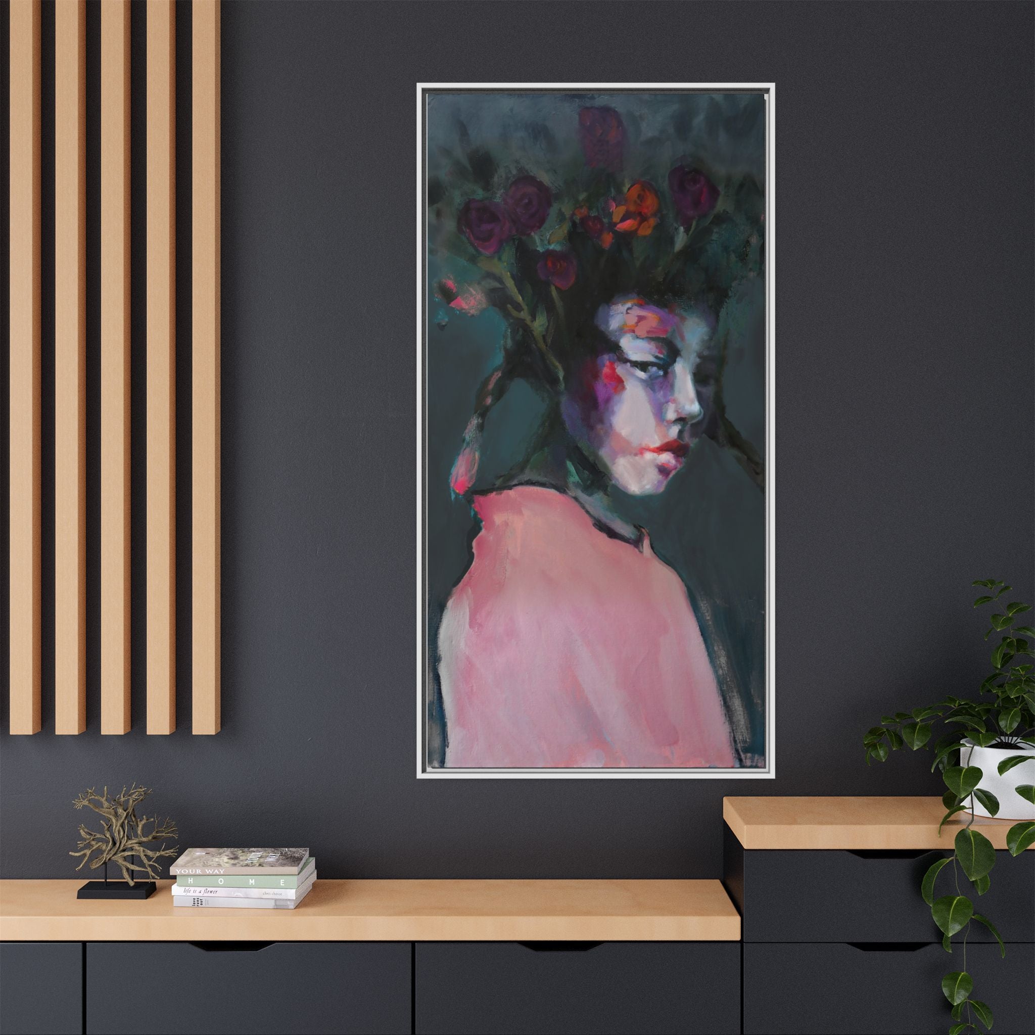 "Stormy Petals" Framed Canvas Print