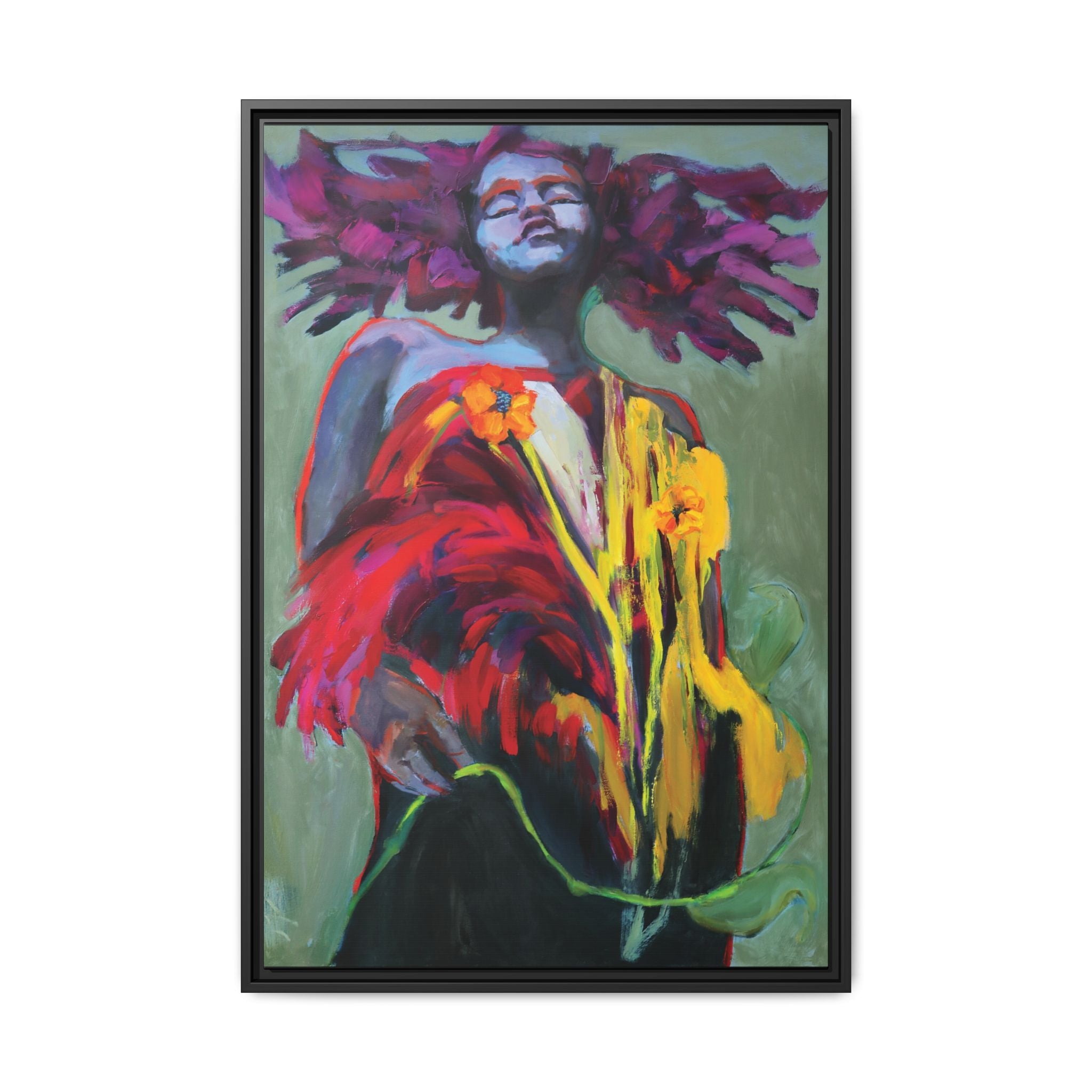 "She Blooms" Framed Canvas Print