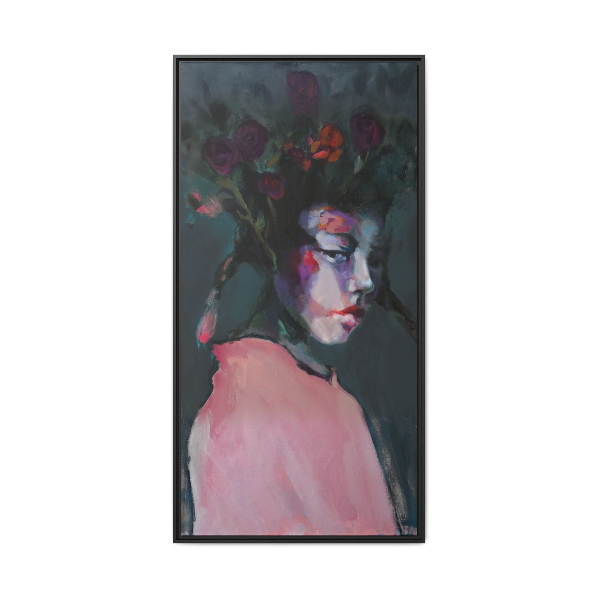 "Stormy Petals" Framed Canvas Print