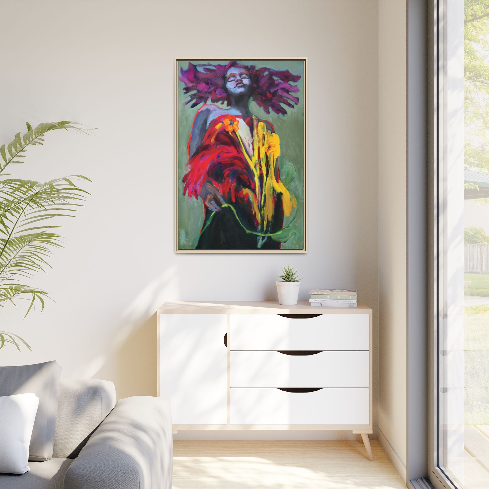 "She Blooms Anyway" Framed Canvas Print