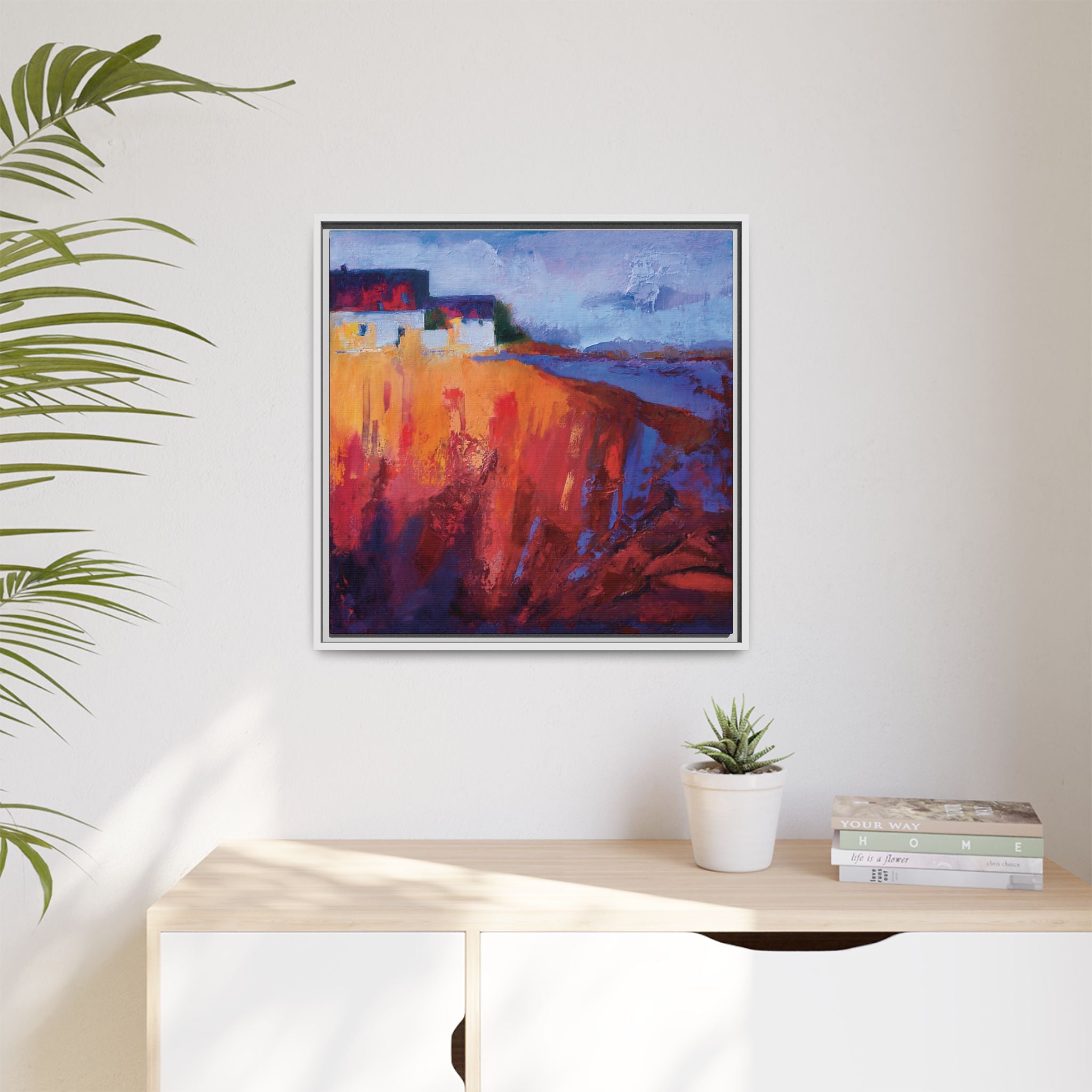 "Crimson Roots" Framed Canvas Print