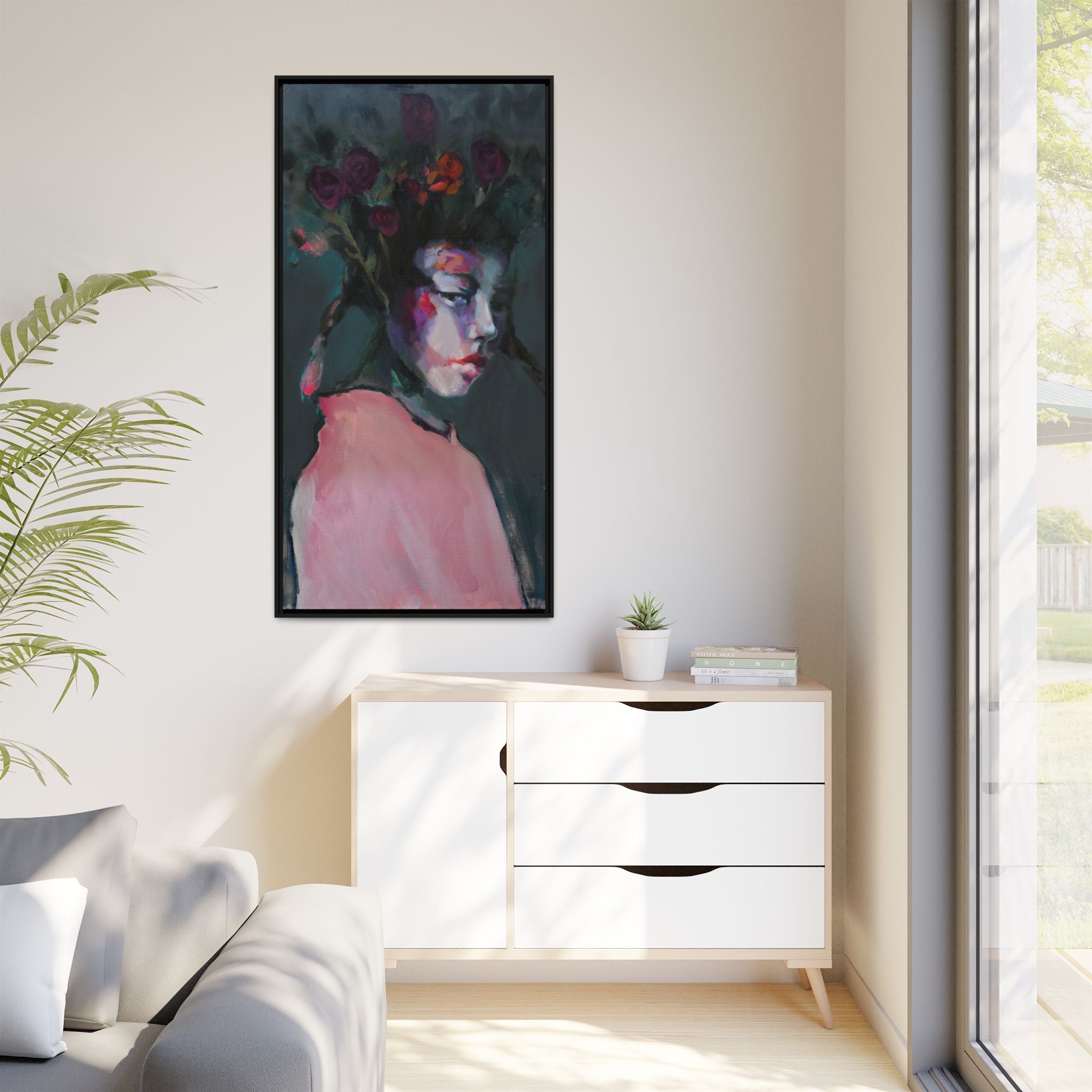 "Stormy Petals" Framed Canvas Print