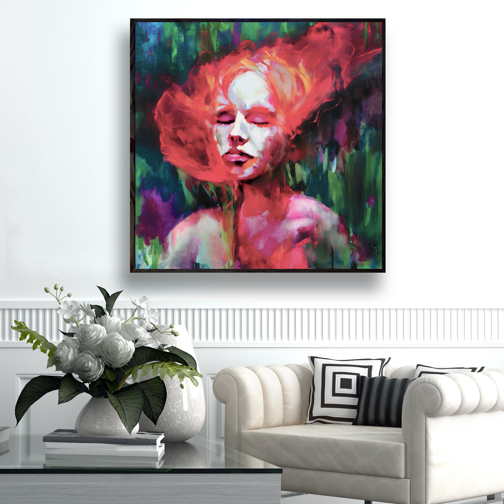 “Becoming” Framed Original Oil, 37X37