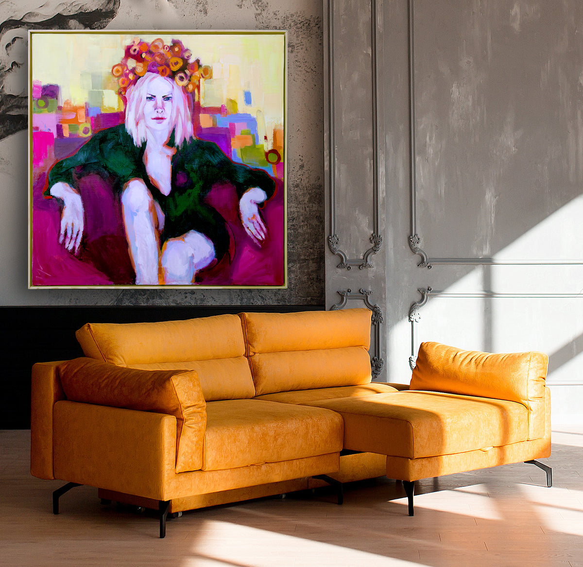 “Arrived” Framed Original Oil, 37"x37"