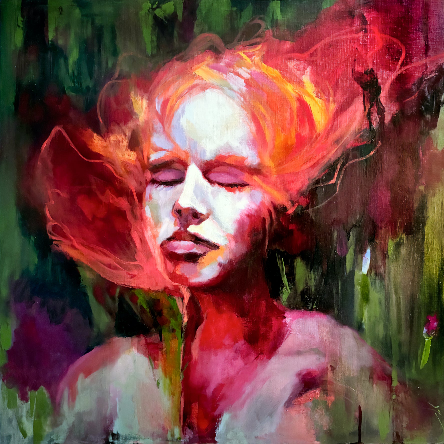 “Becoming” Framed Original Oil, 37X37