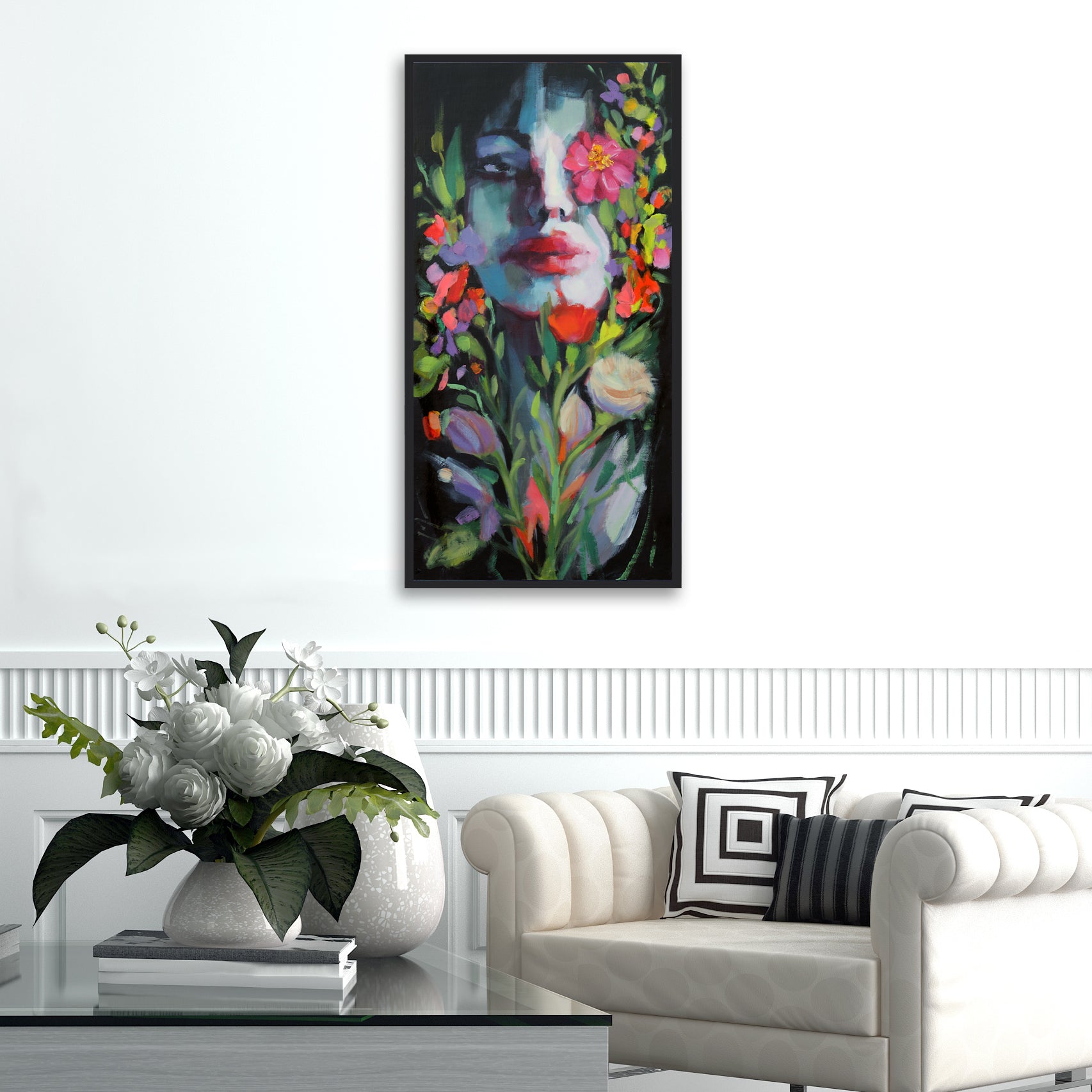 "Crimson and Clover" Framed Canvas Print