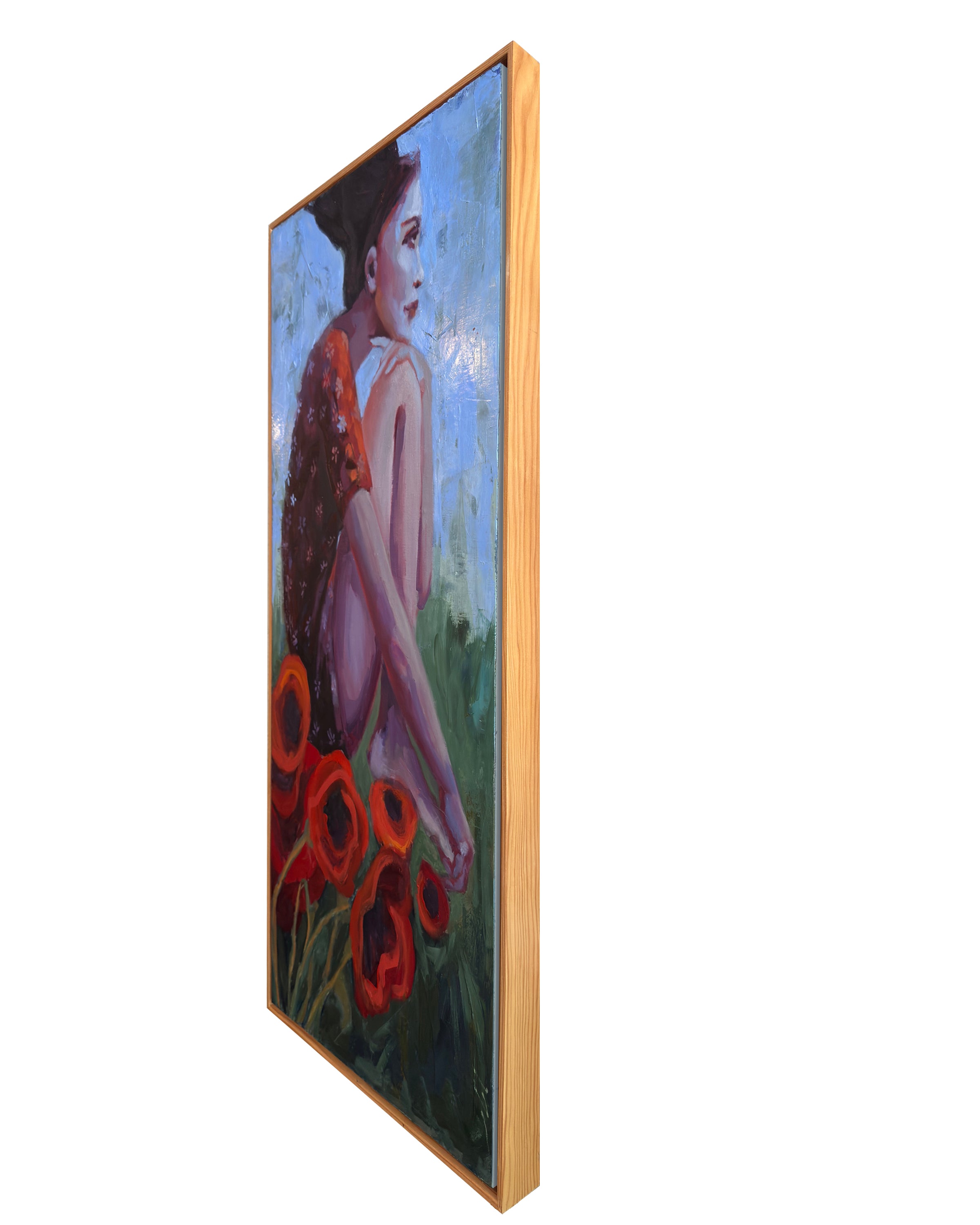 “Reflections in Red” Framed Original Oil, 19x37