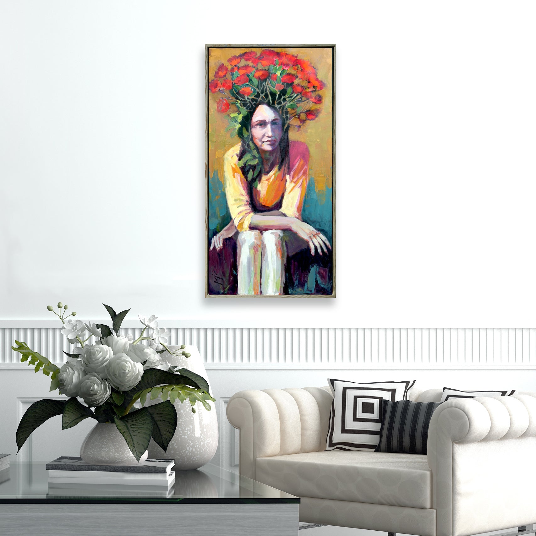 “Time Blooms” Framed Original Oil, 19"x37"
