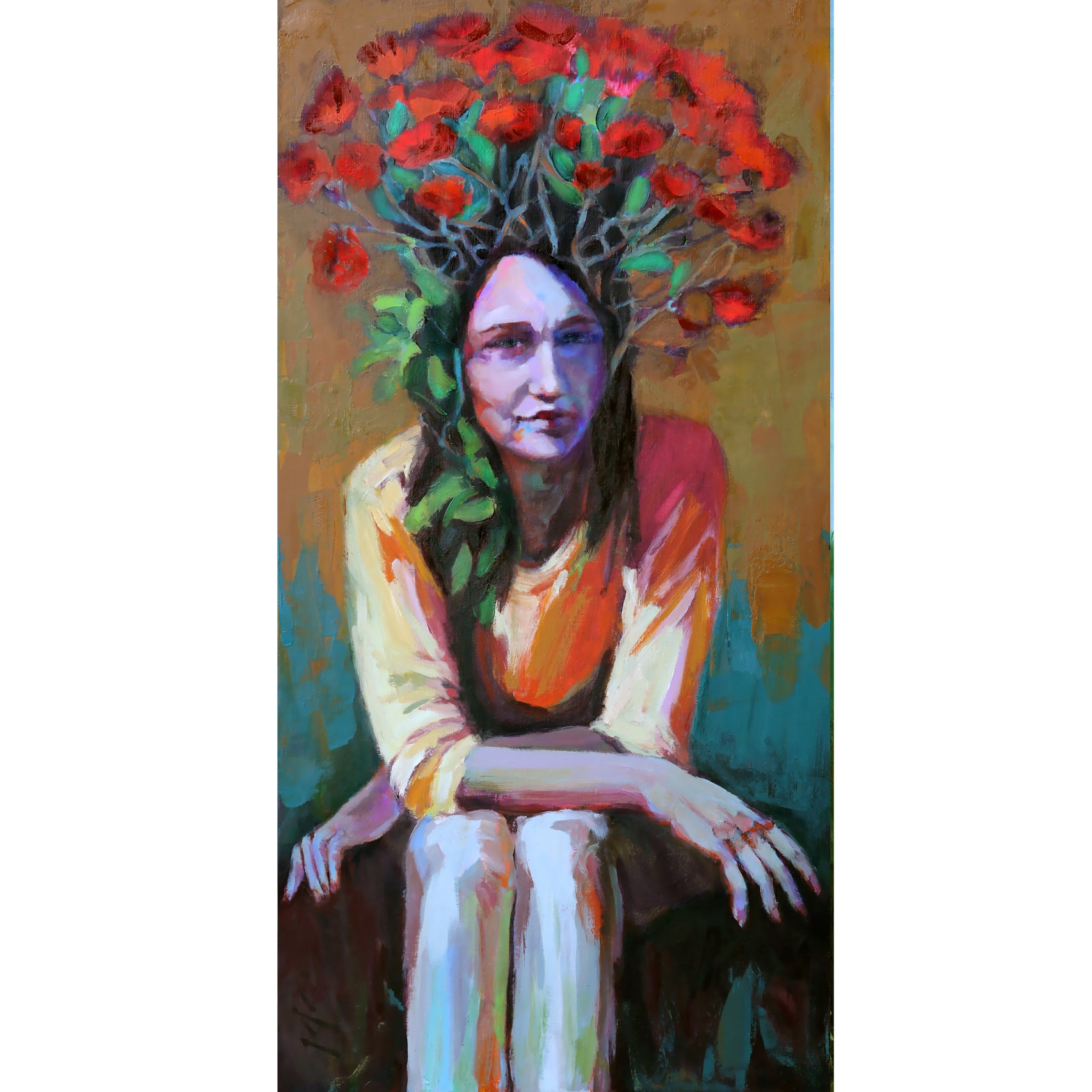 “It’s Time to Bloom” Framed Original Oil, 19"x37"