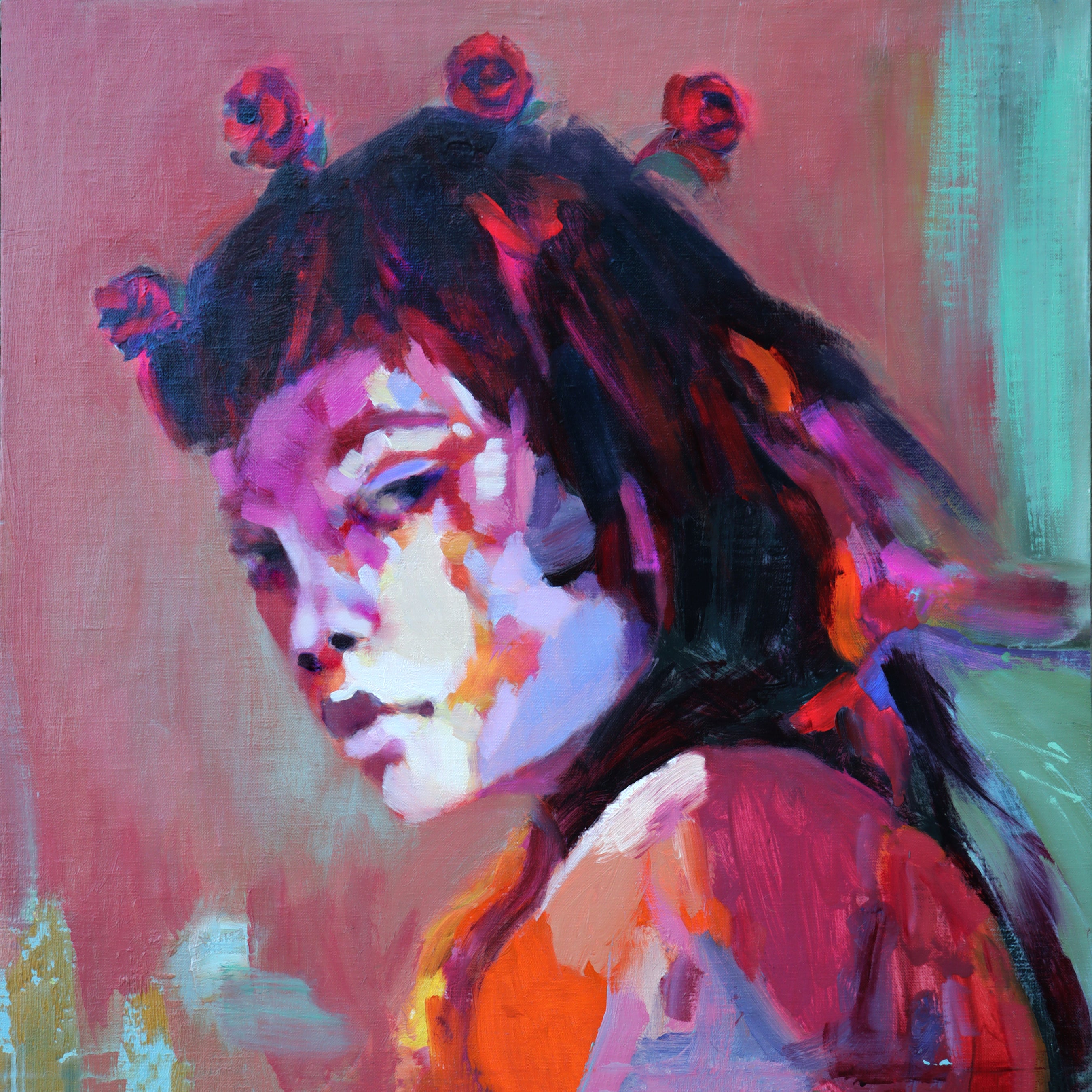 “Tiny Flowers Have the Toughest Roots” Framed Original Oil, 19X19