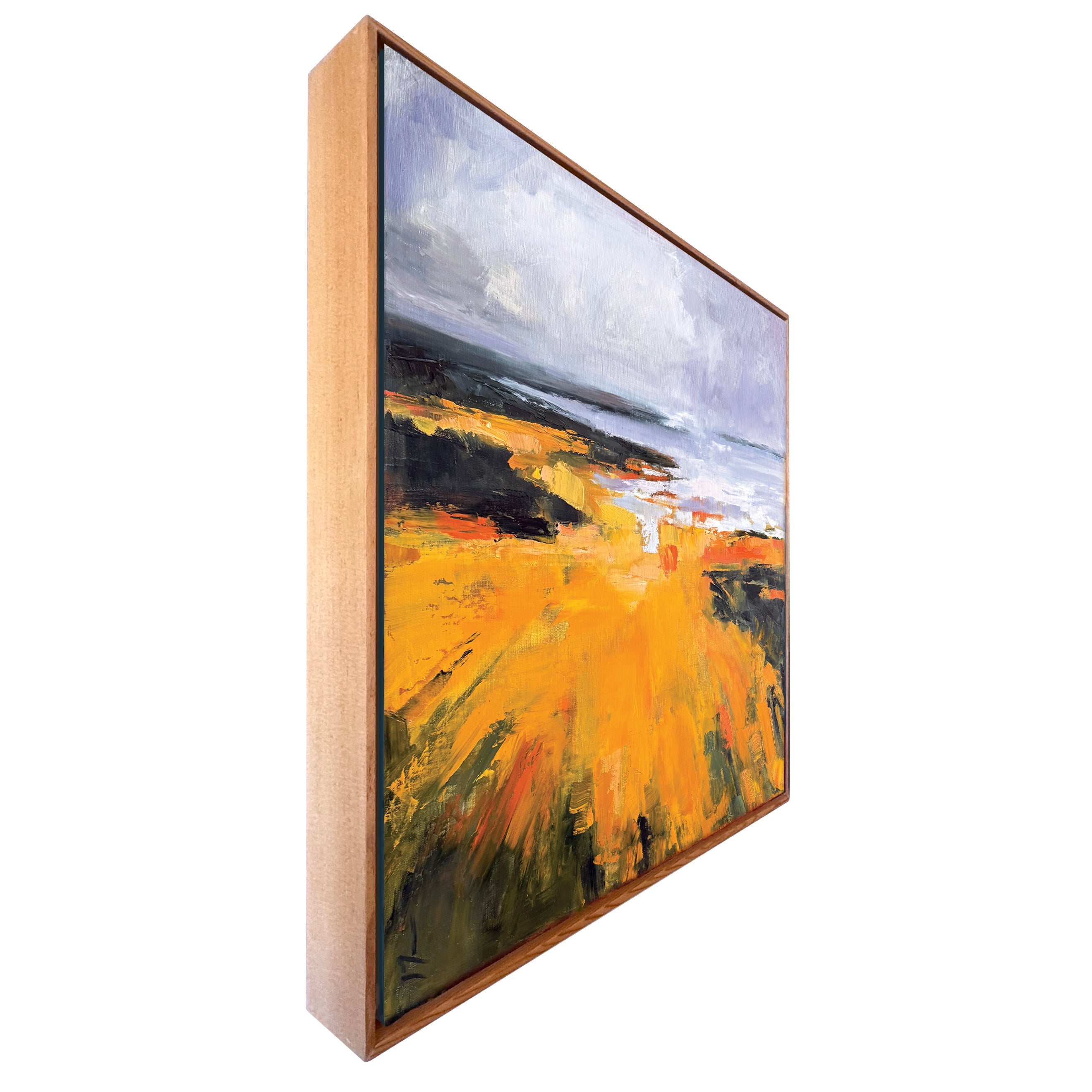 "Yellow Dancing by the Sea" Framed Original Oil, 24"x24"
