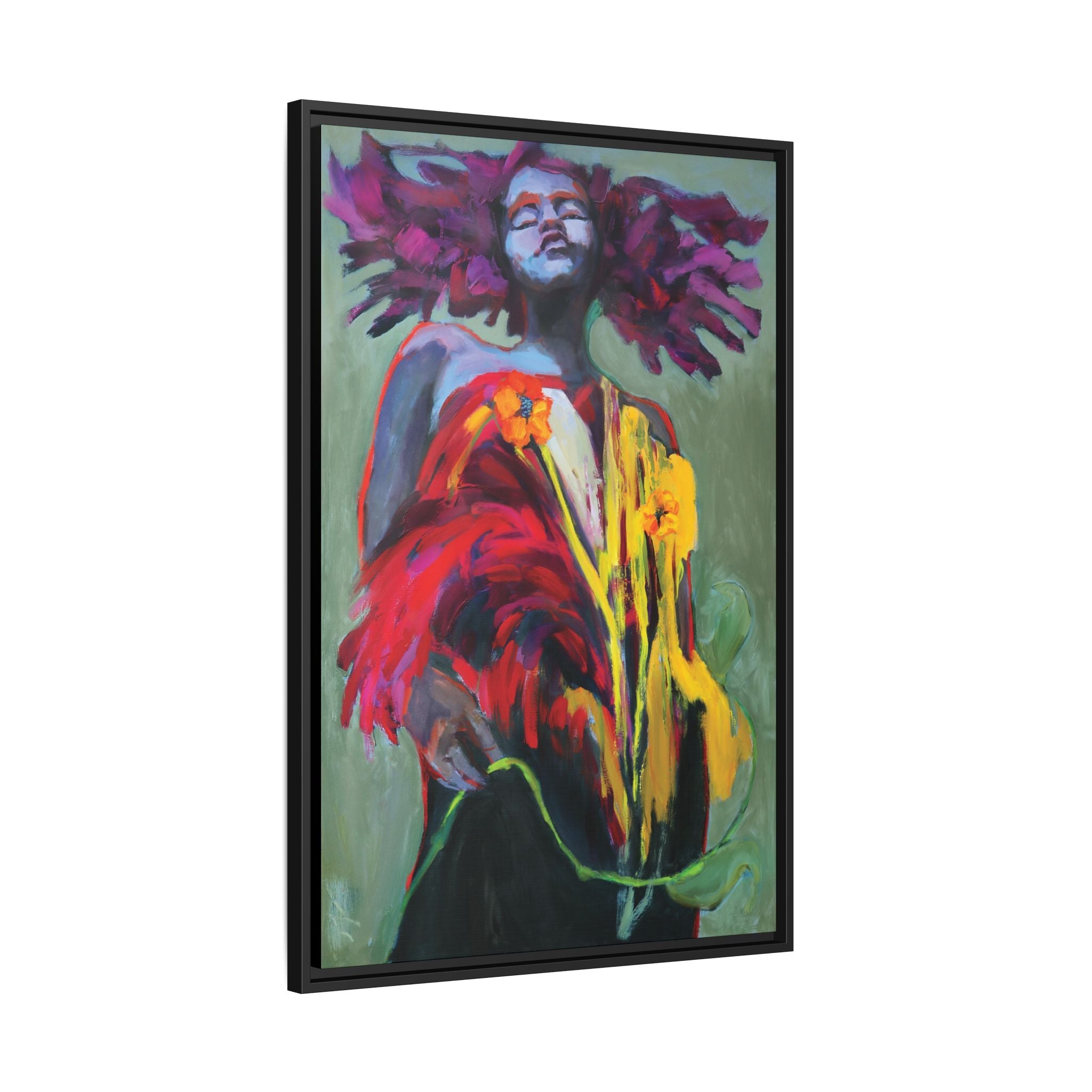 "She Blooms Anyway" Framed Canvas Print