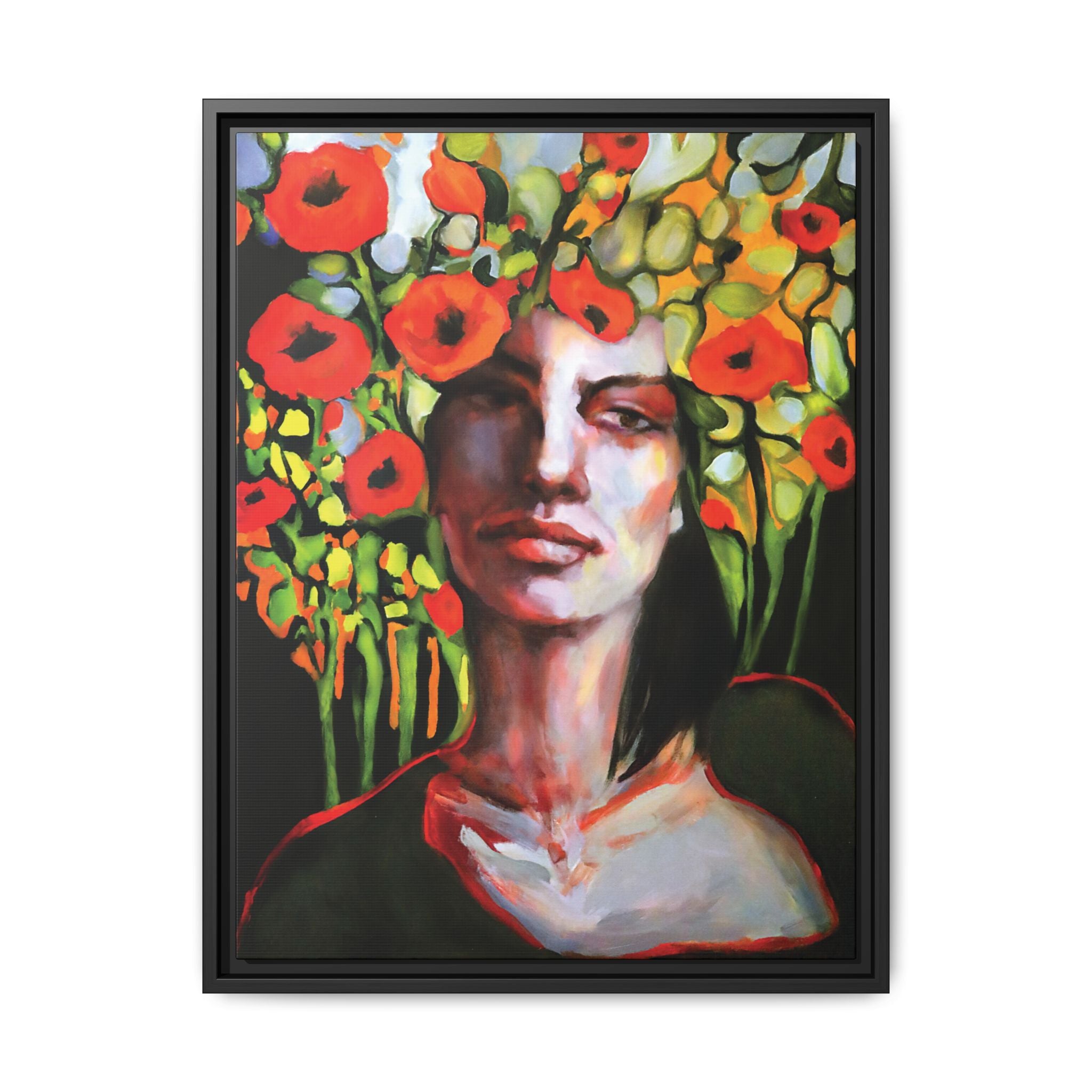 "Poppy Plays the Field" Framed Canvas Print