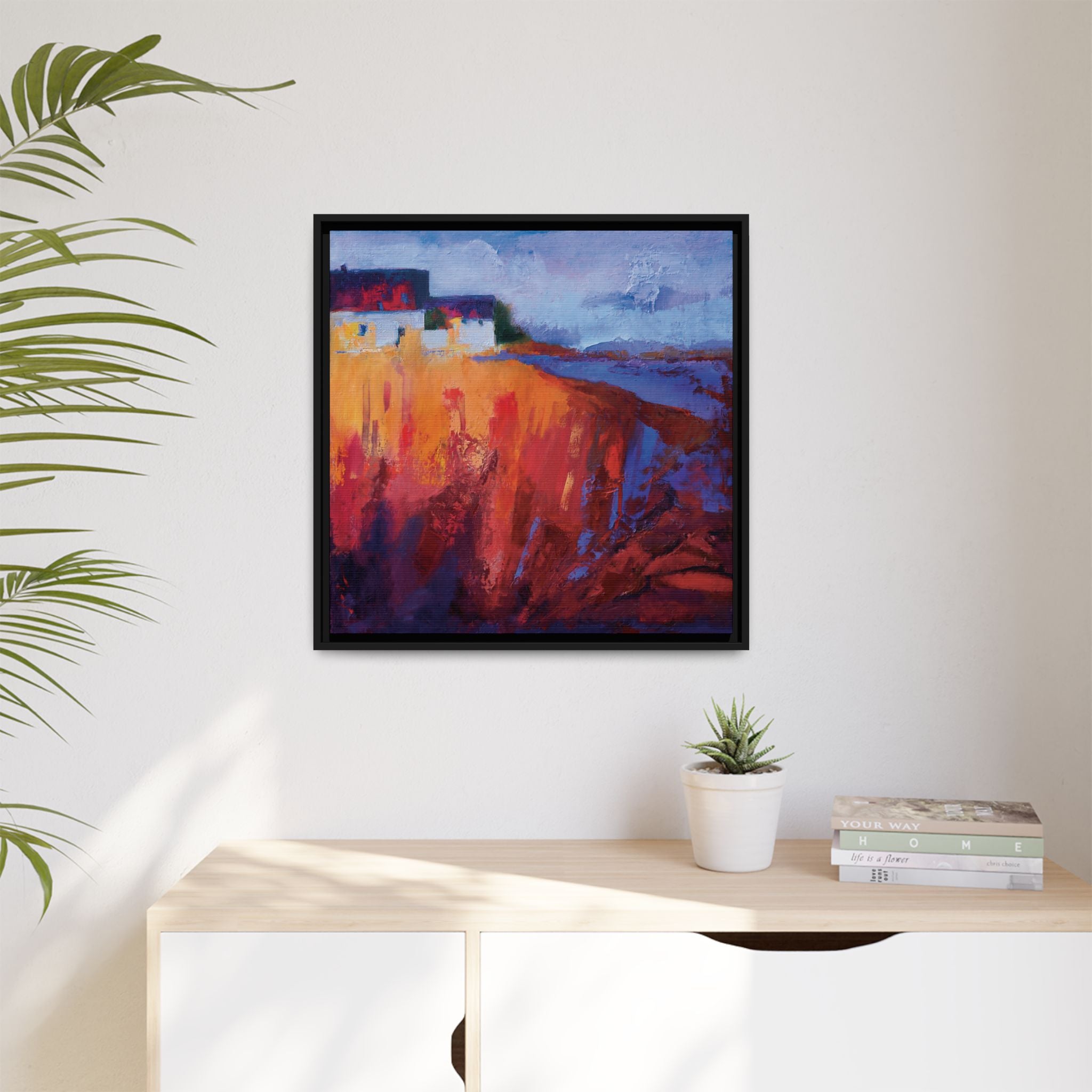 "Crimson Roots" Framed Canvas Print