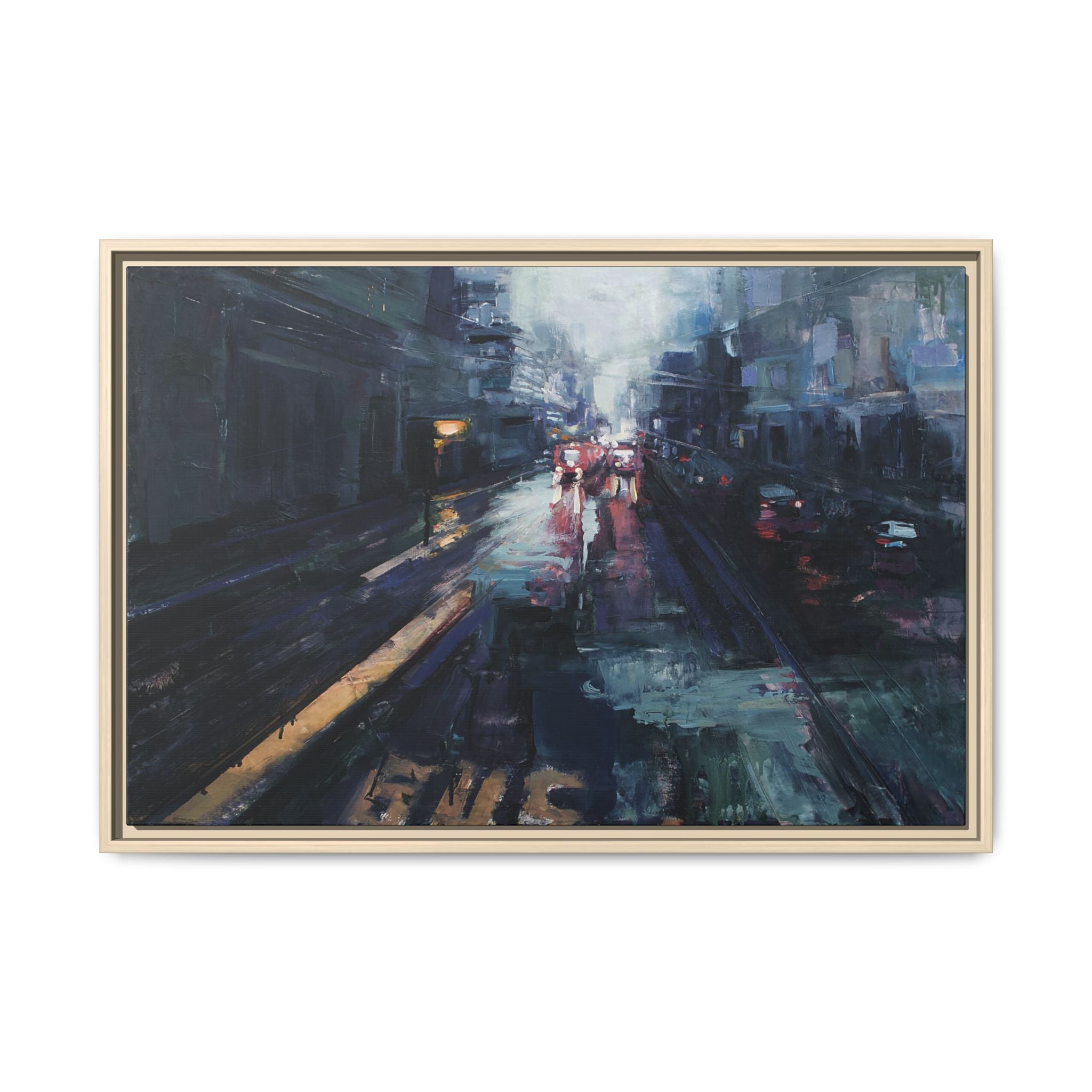 "Through the Rain" Framed Canvas Print