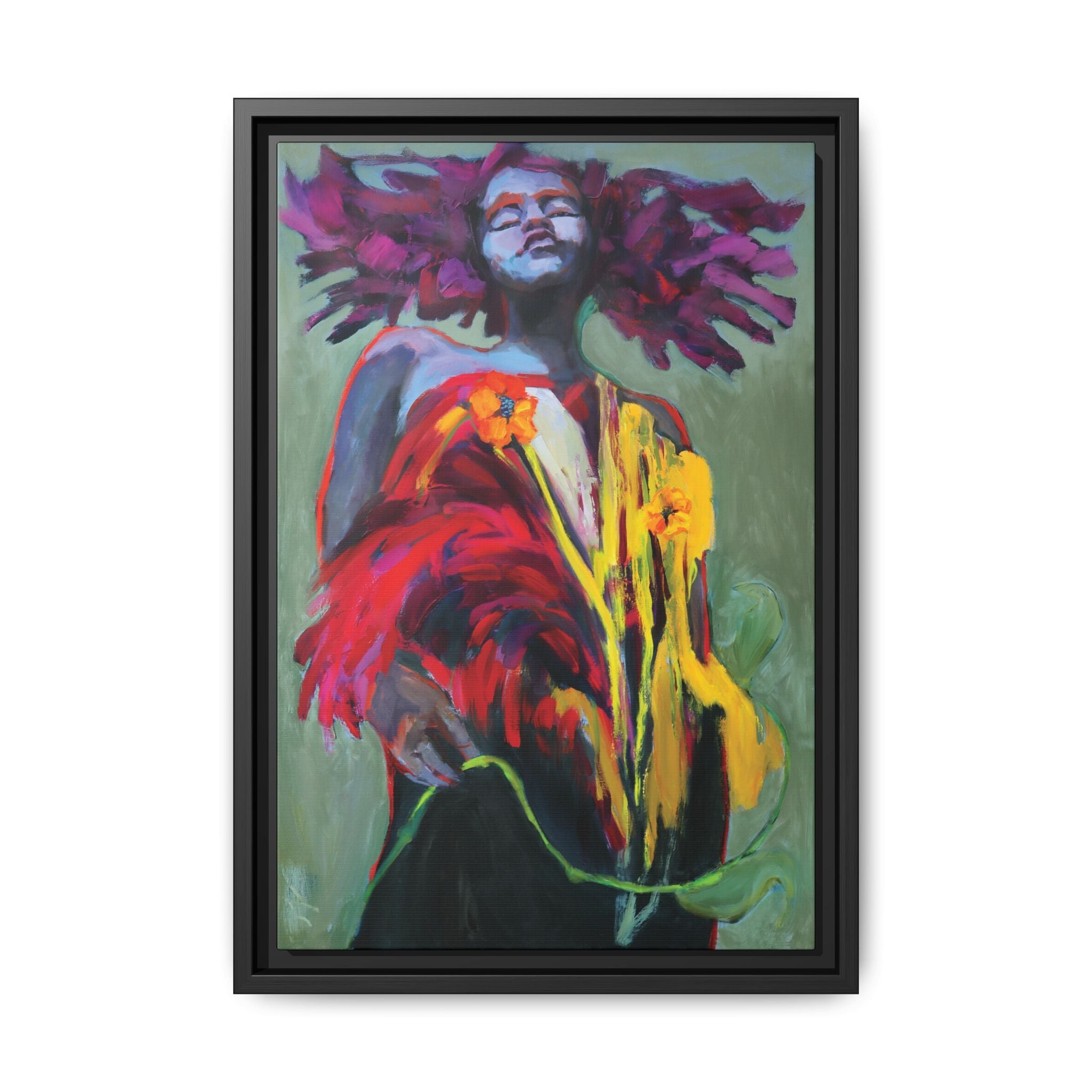 "She Blooms Anyway" Framed Canvas Print