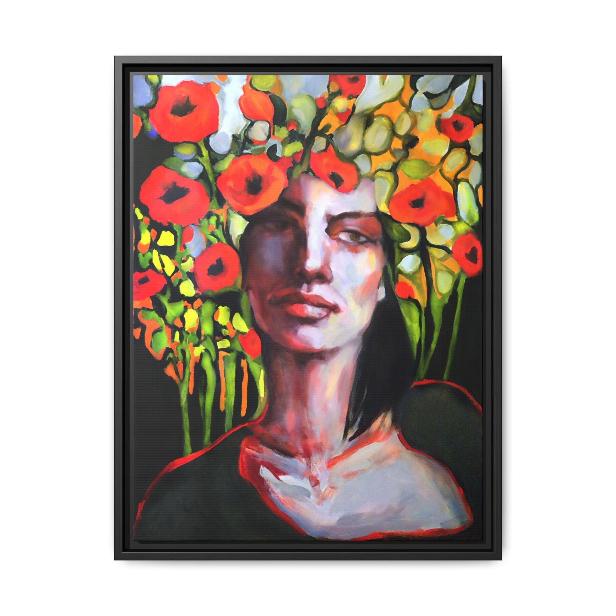 "Poppy Plays the Field" Framed Canvas Print