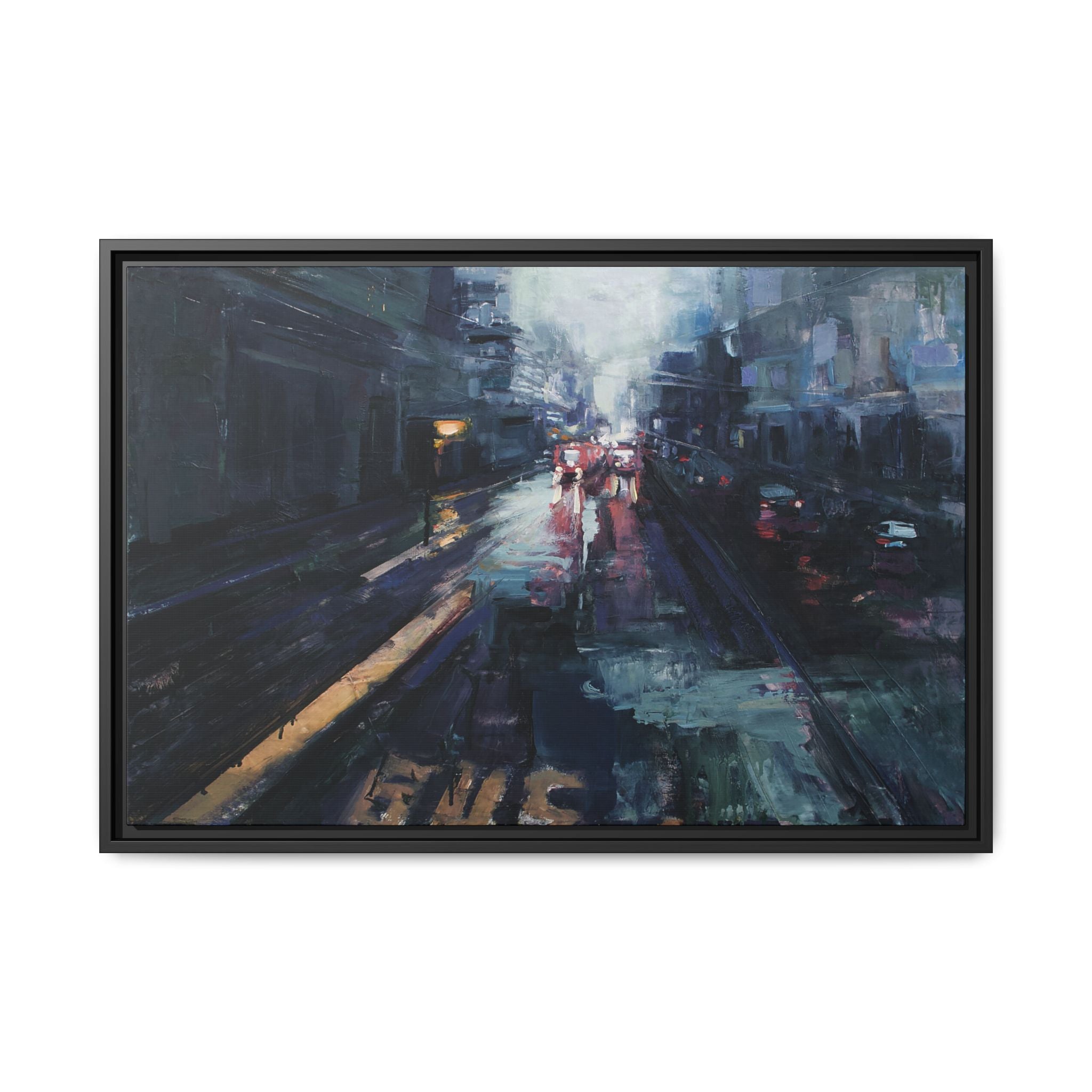 "Through the Rain" Framed Canvas Print