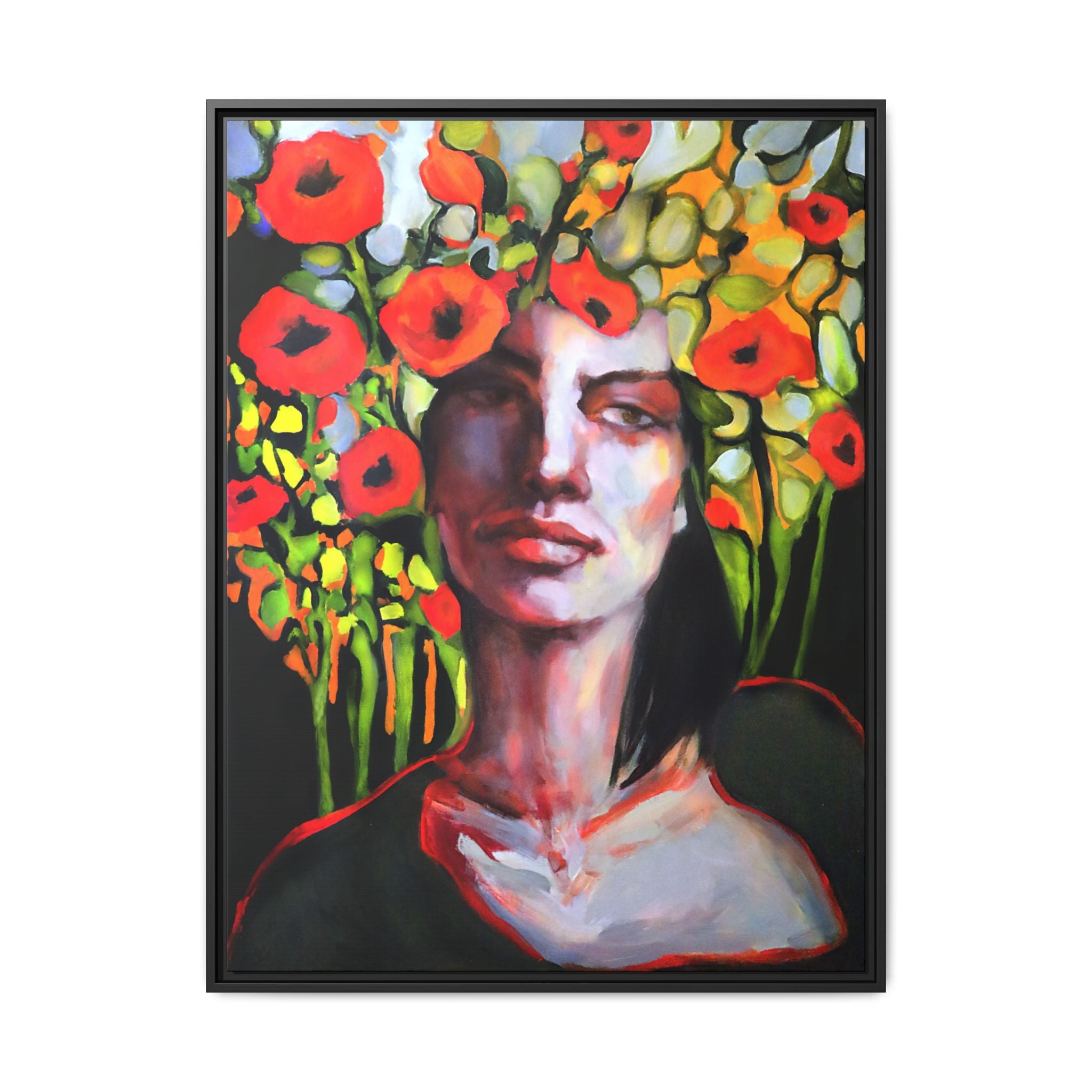 "Poppy Plays the Field" Framed Canvas Print
