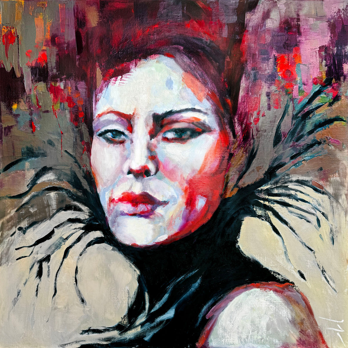 “Déjà Vu” Framed Original Oil, 37"x37"