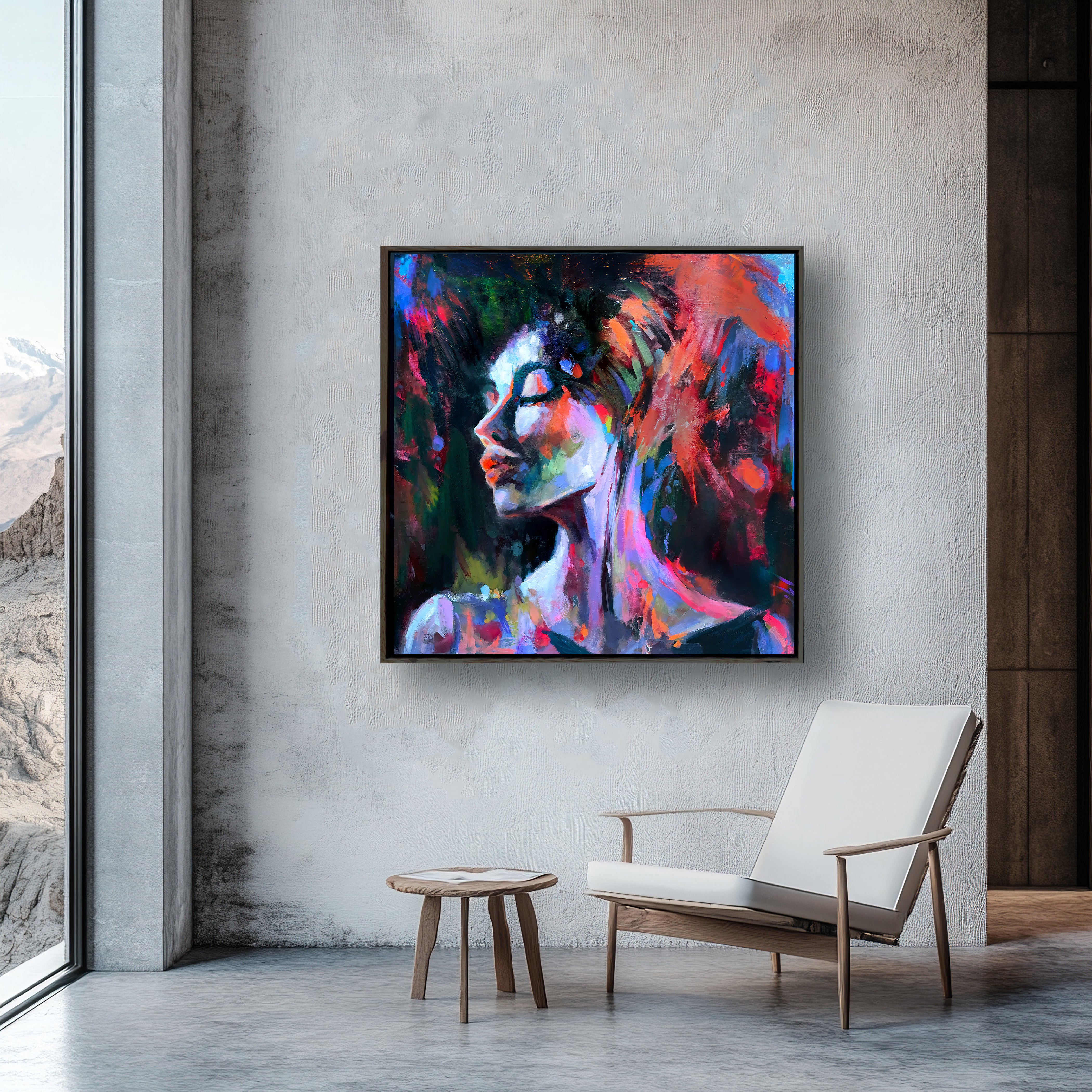 “Fireworks” Framed Original Oil, 37X37