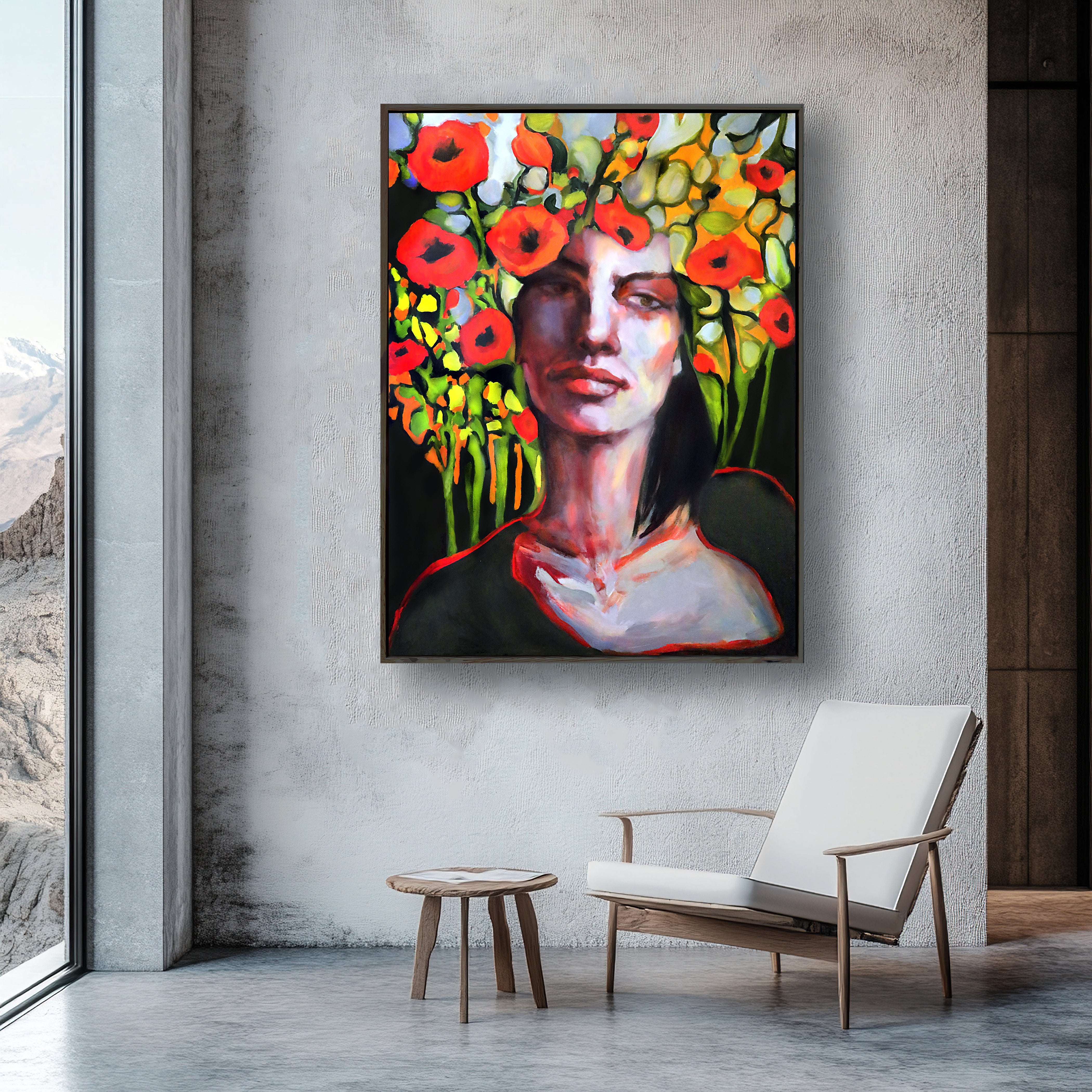 "Poppy Plays the Field" Framed Canvas Print