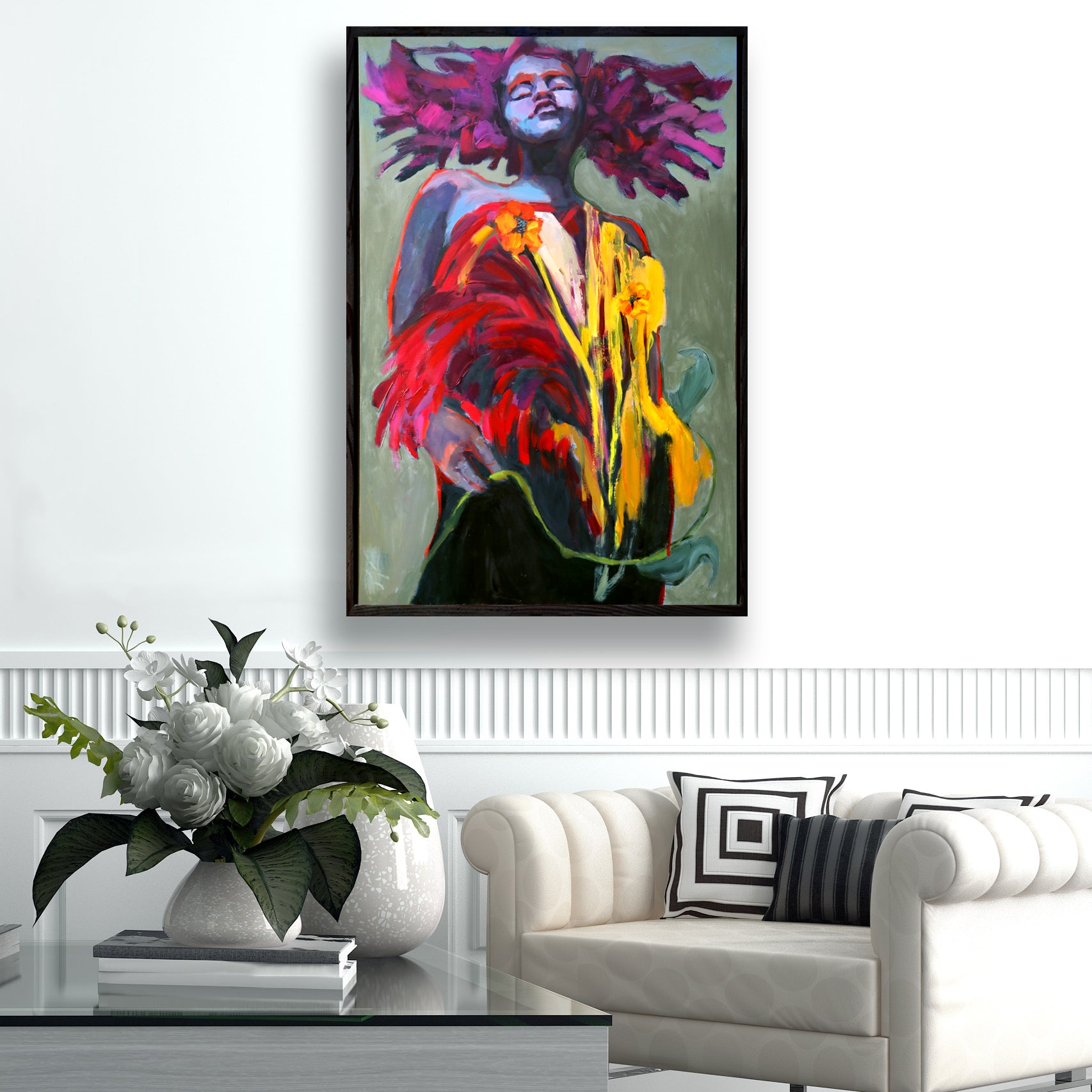 "She Blooms Anyway" Framed Canvas Print
