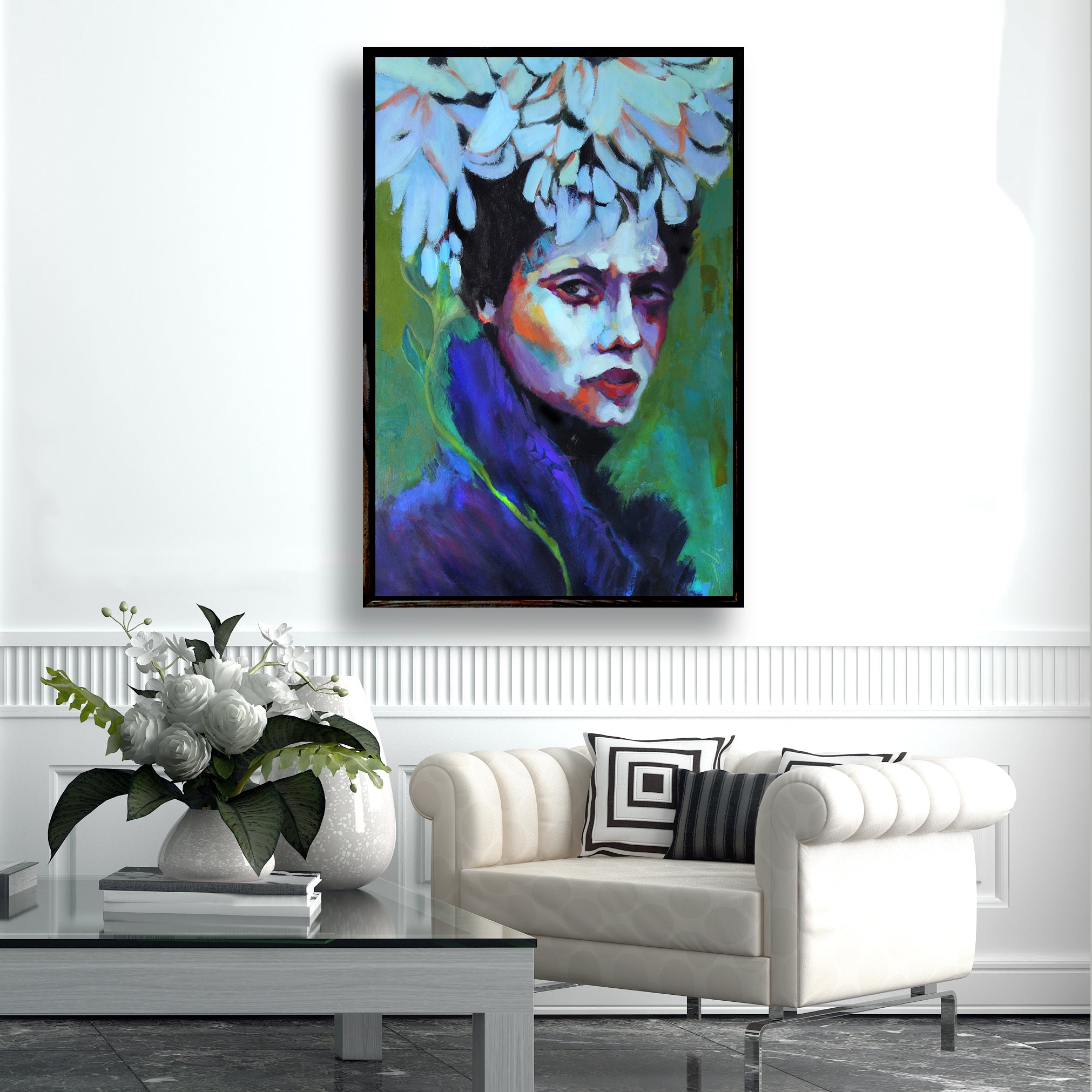 "Blossom Amidst the Rain" Framed Canvas Print