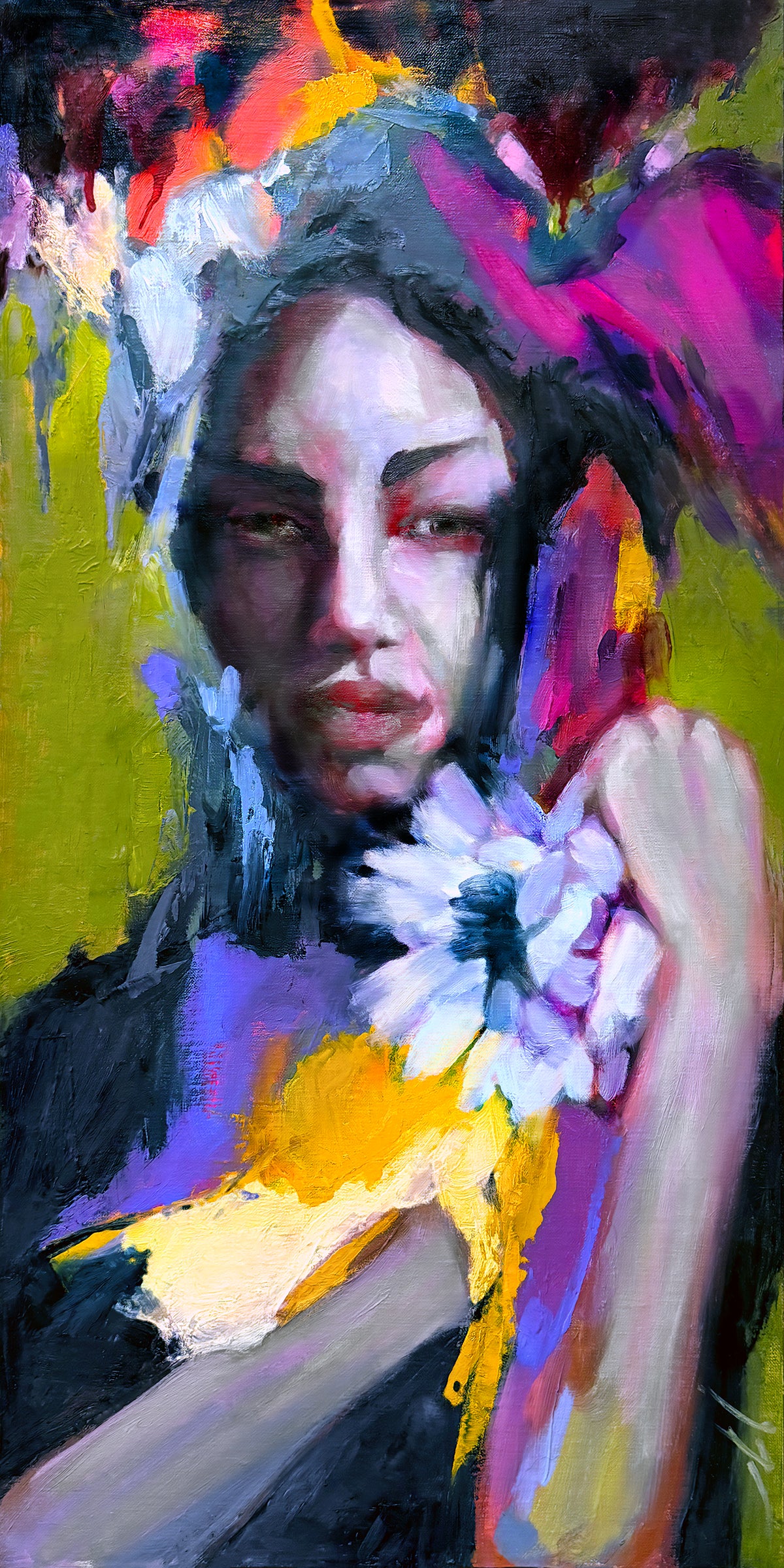 “Holding Beauty” Framed Original Oil, 13"x25"
