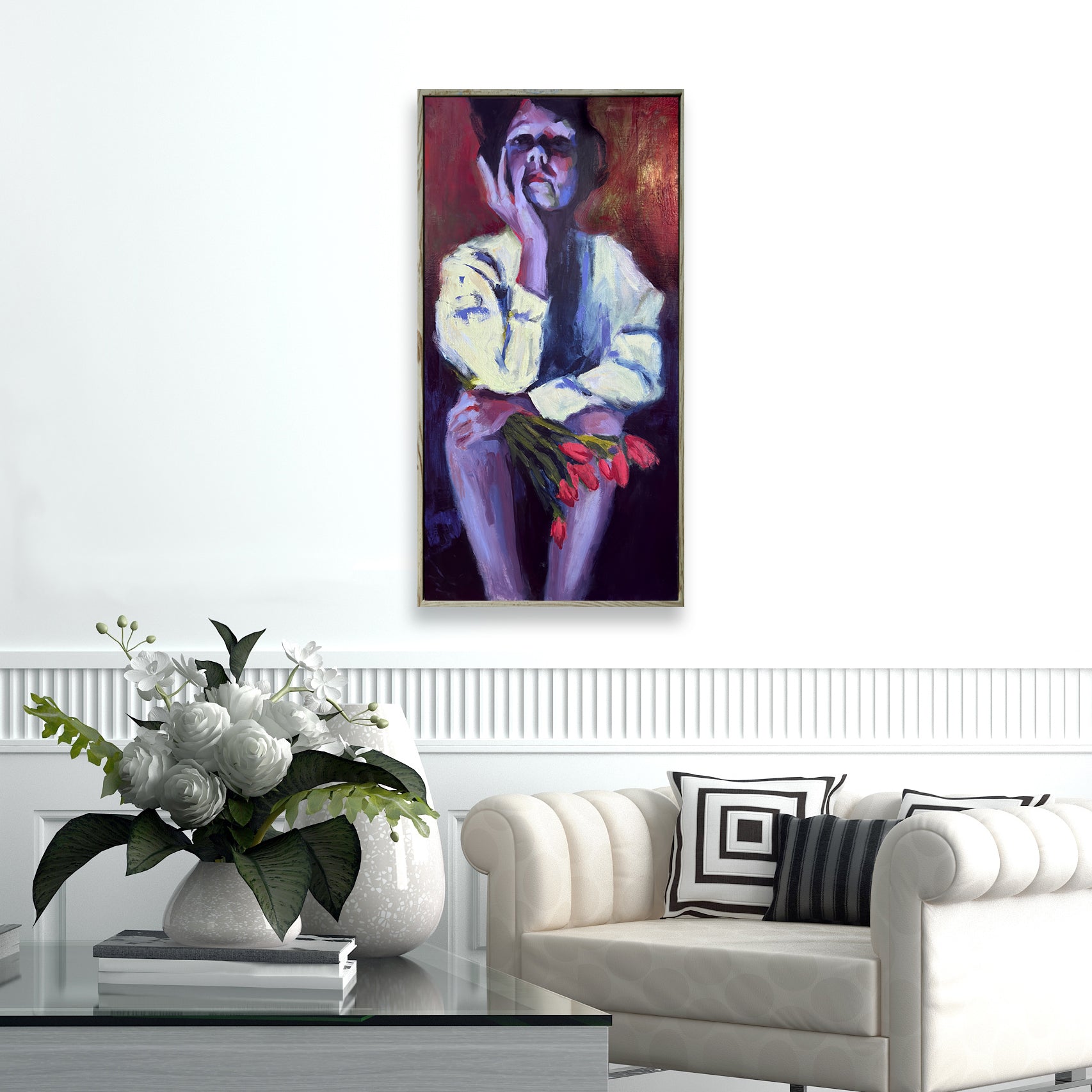 "You're Gonna Make Me Lonesome When You Go" Framed Original Oil, 18"x36"