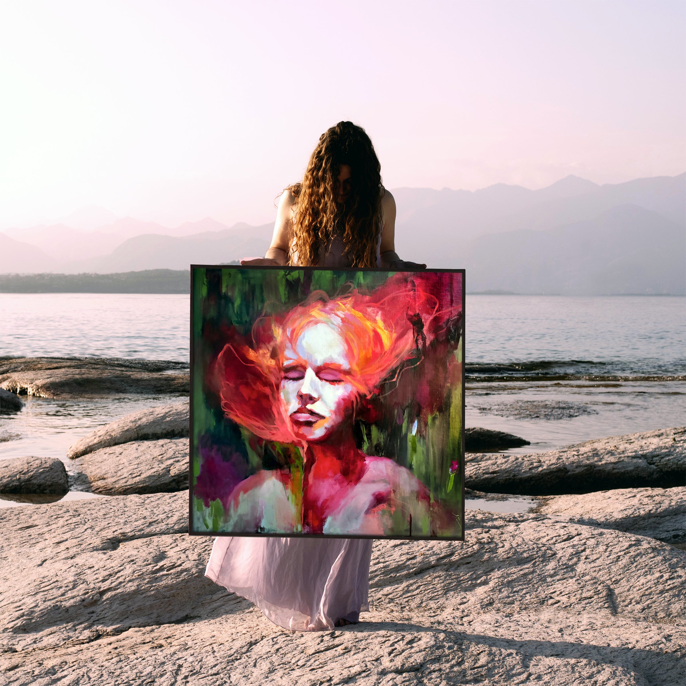 “Becoming” Framed Original Oil, 37X37