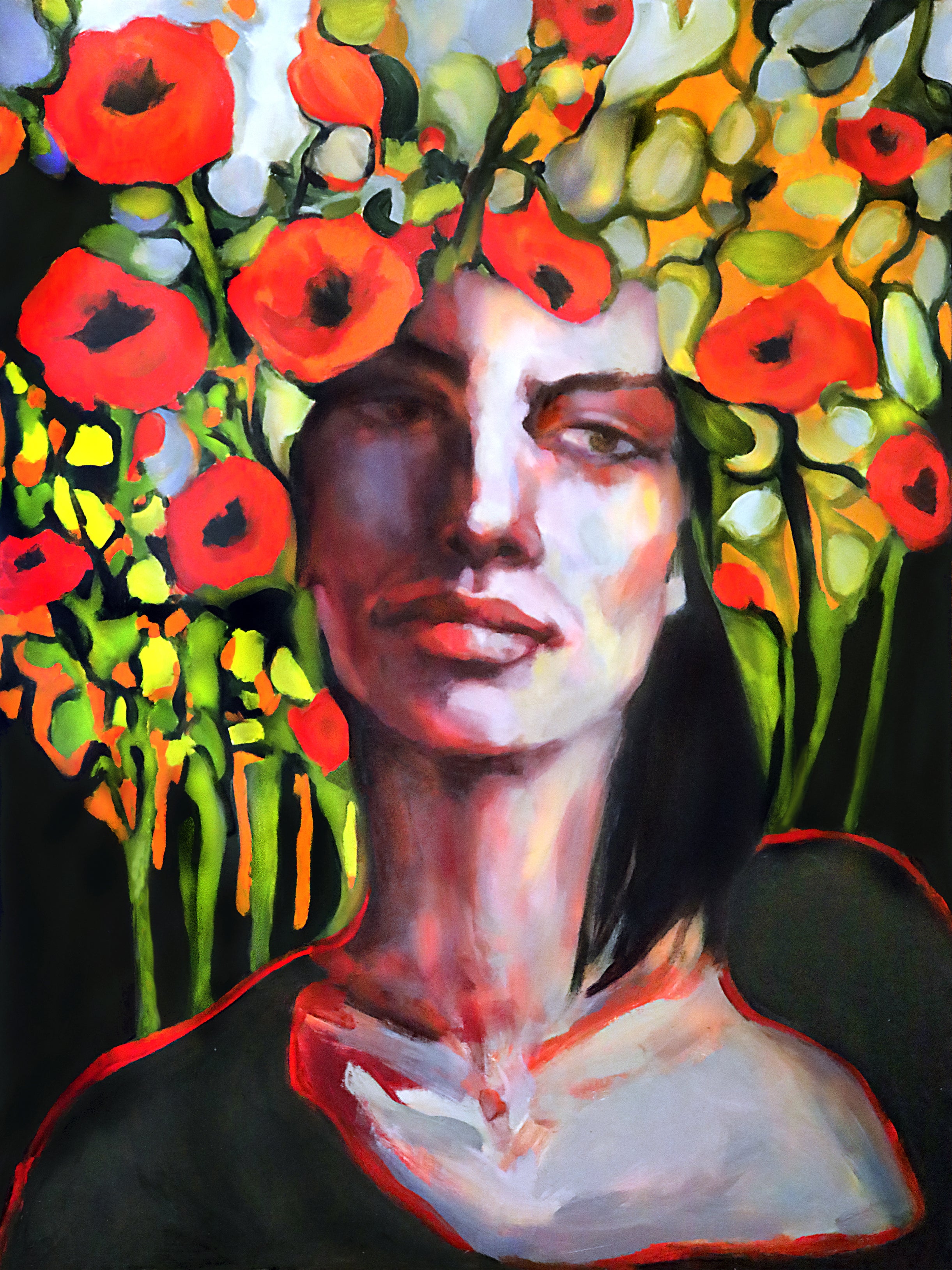 "Poppy Plays the Field" Framed Canvas Print