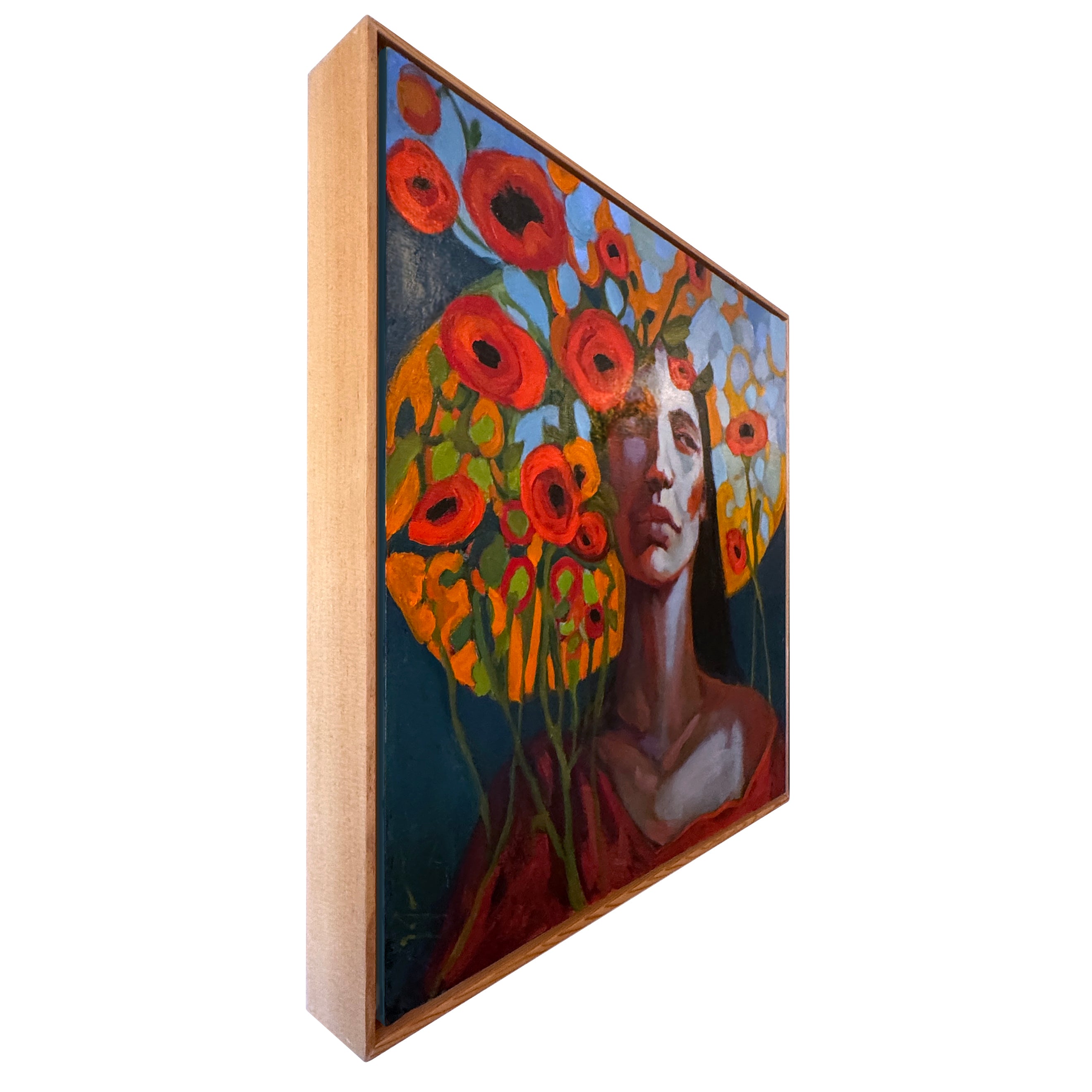 “As the Poppies Grow”  Framed Original Oil, 25"x25"
