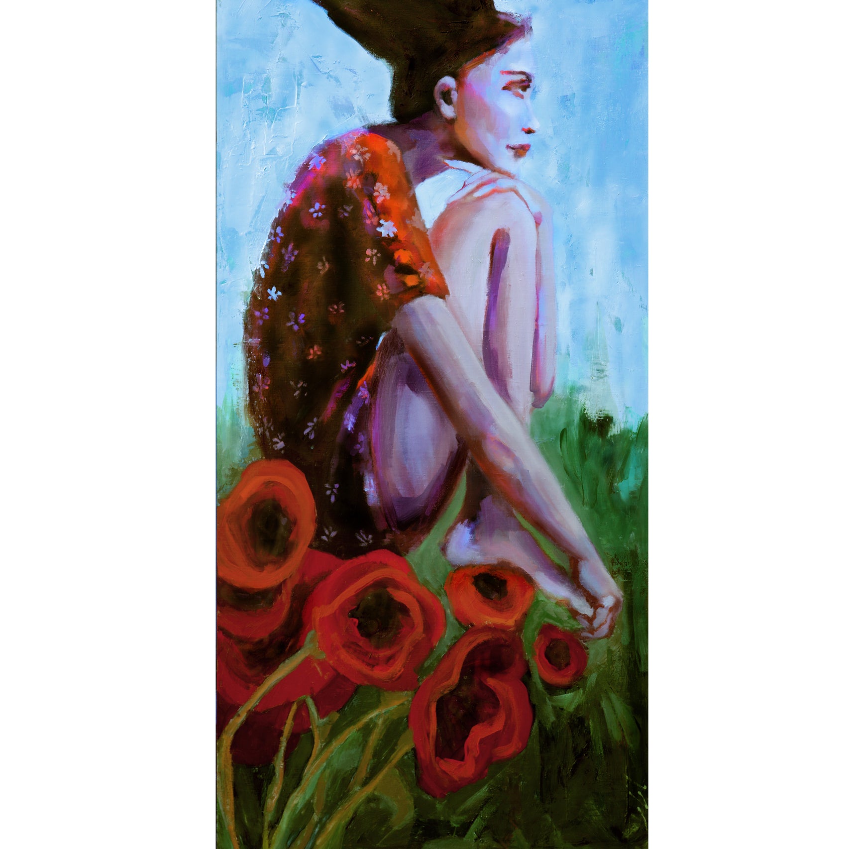 “Reflections in Red” Framed Original Oil, 19x37