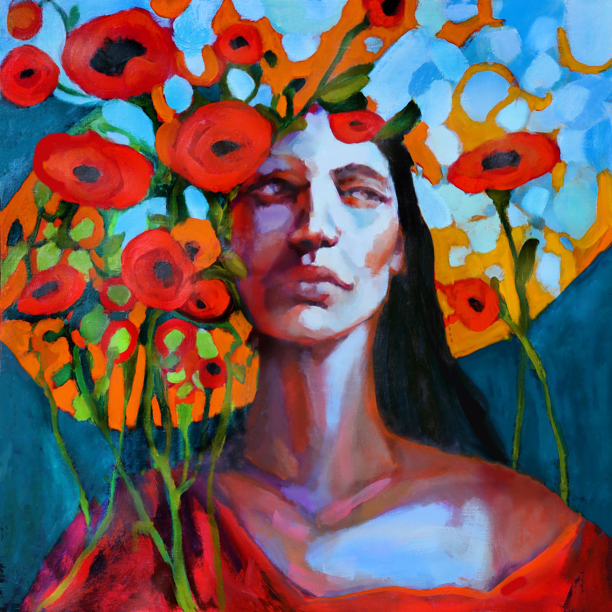 “As the Poppies Grow”  25x25