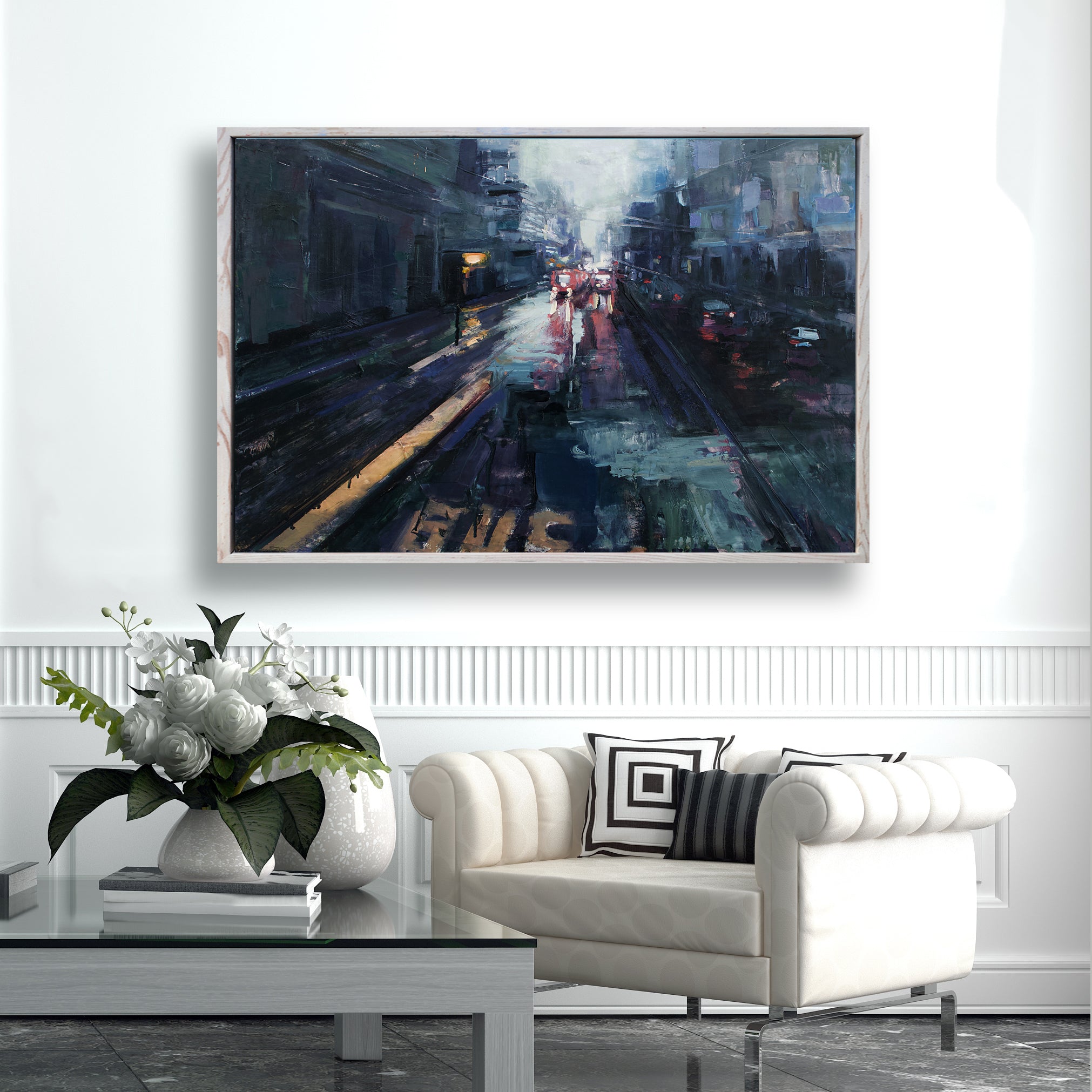 "Through the Rain" Framed Canvas Print